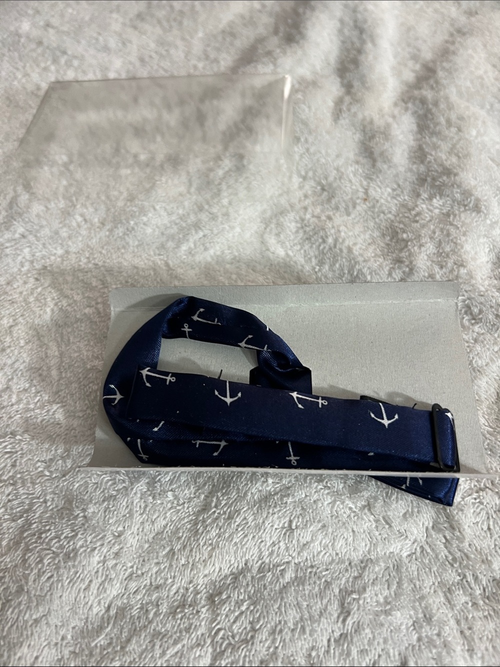 Tytus Tied Navy Anchor Patterned kids/Mens Bow Tie with silver anchor emblem - Picture 2 of 3